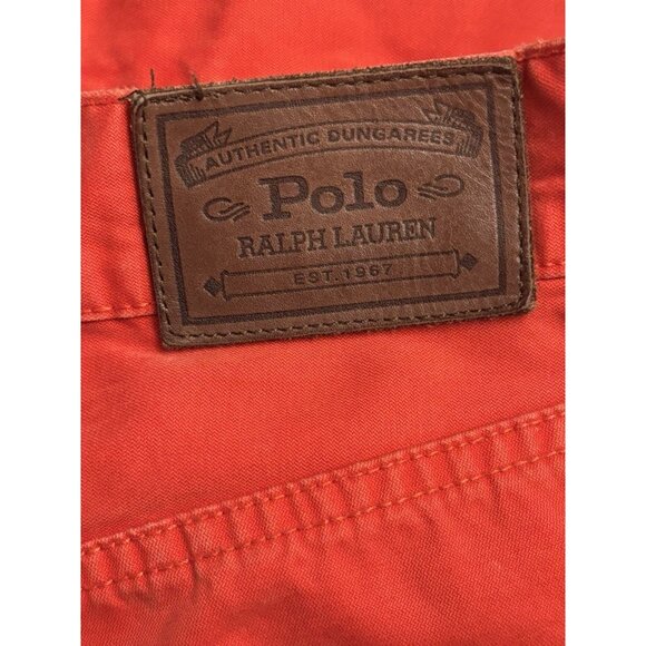 Polo Ralph Lauren Vtg Deep Orange Dungarees Straight Fit Pants Sz 32 / 30 - Picture 4 of 6